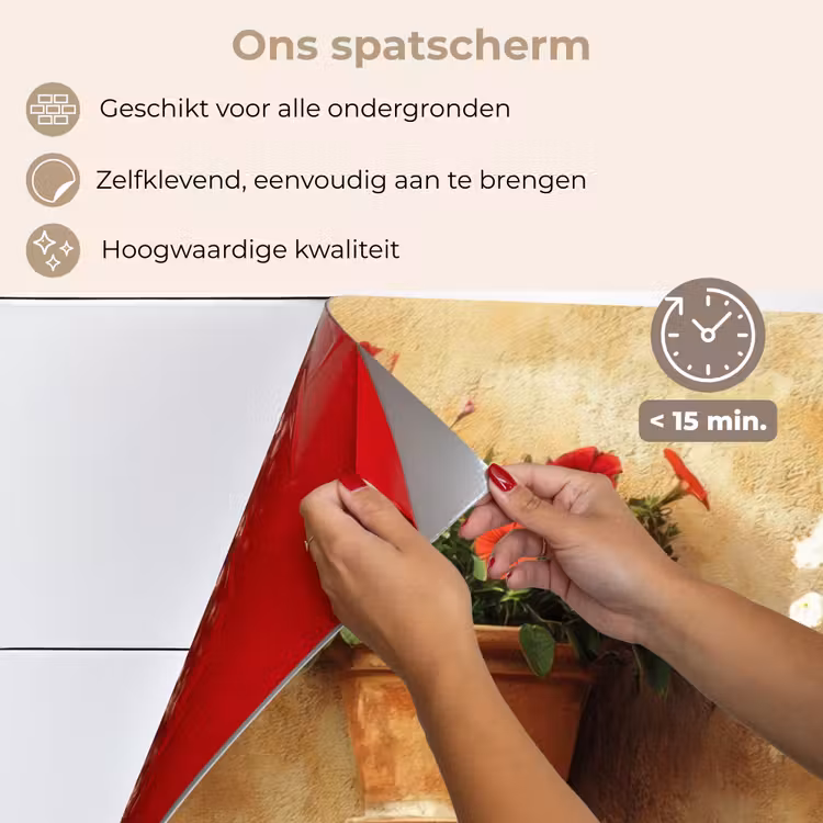 Spatscherm keuken - Bloempotten - Muur - Vintage — 4