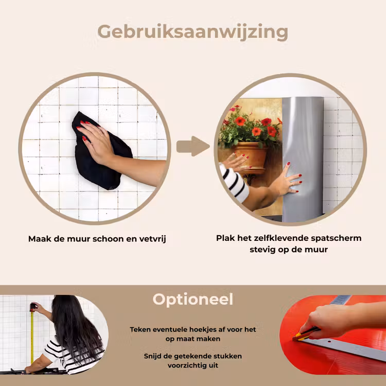 Spatscherm keuken - Bloempotten - Muur - Vintage — 6