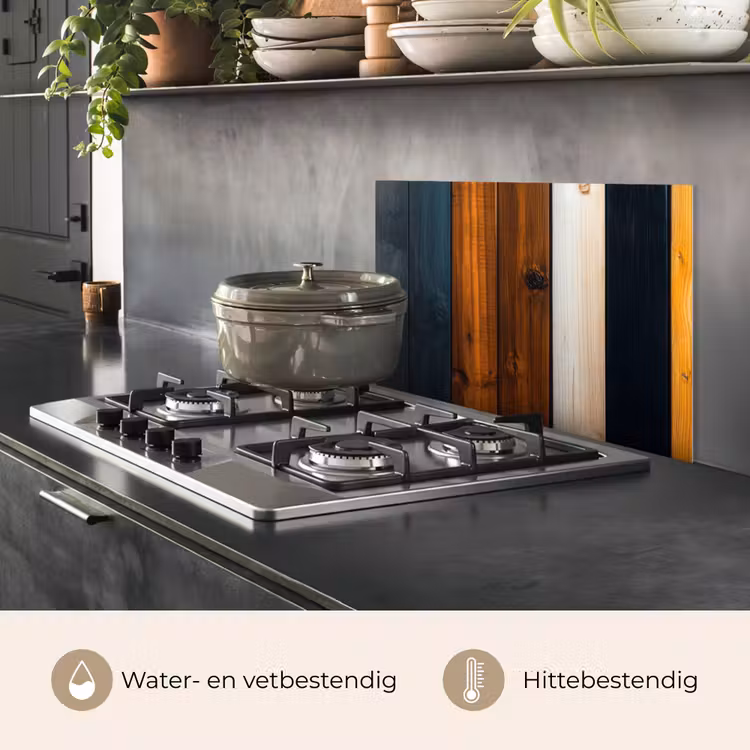 Spatscherm keuken - Hout - Planken - Donker - Warm — 2