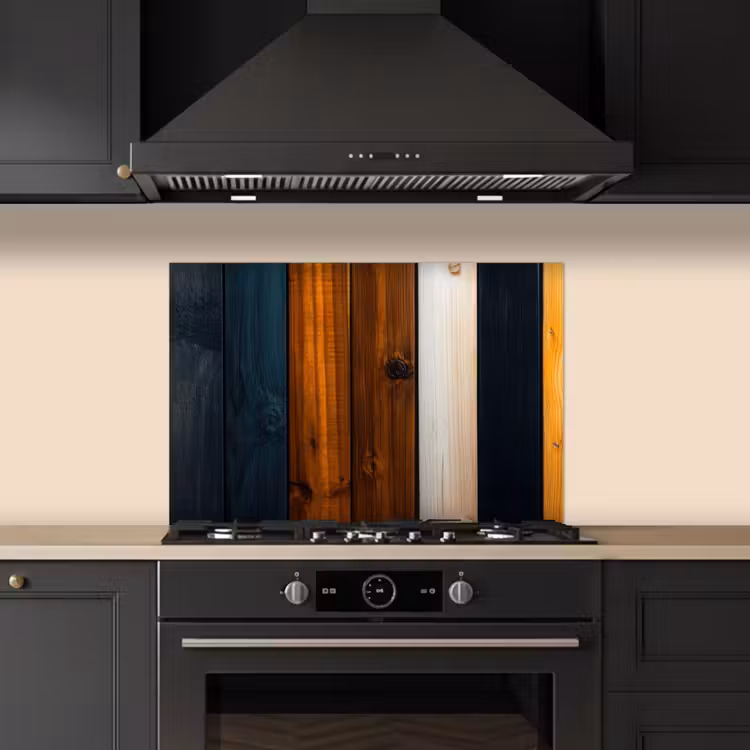 Spatscherm keuken - Hout - Planken - Donker - Warm — 5