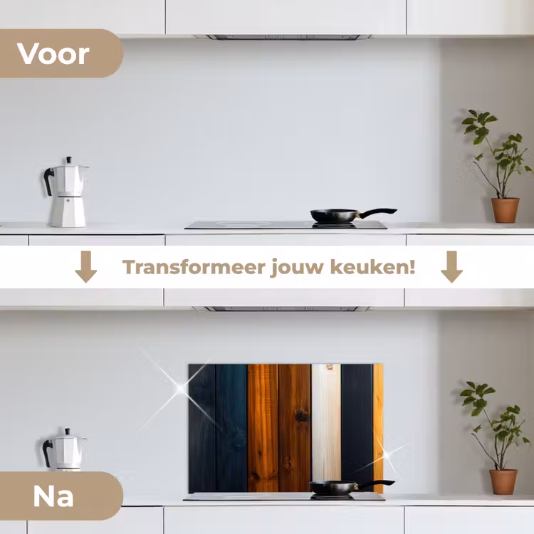 Spatscherm keuken - Hout - Planken - Donker - Warm — 7