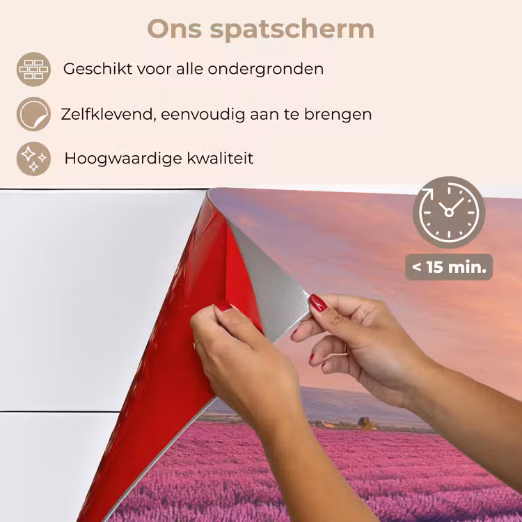 Spatscherm keuken - Lavendelveld - Zonsondergang - Paars - Bloemen — 4
