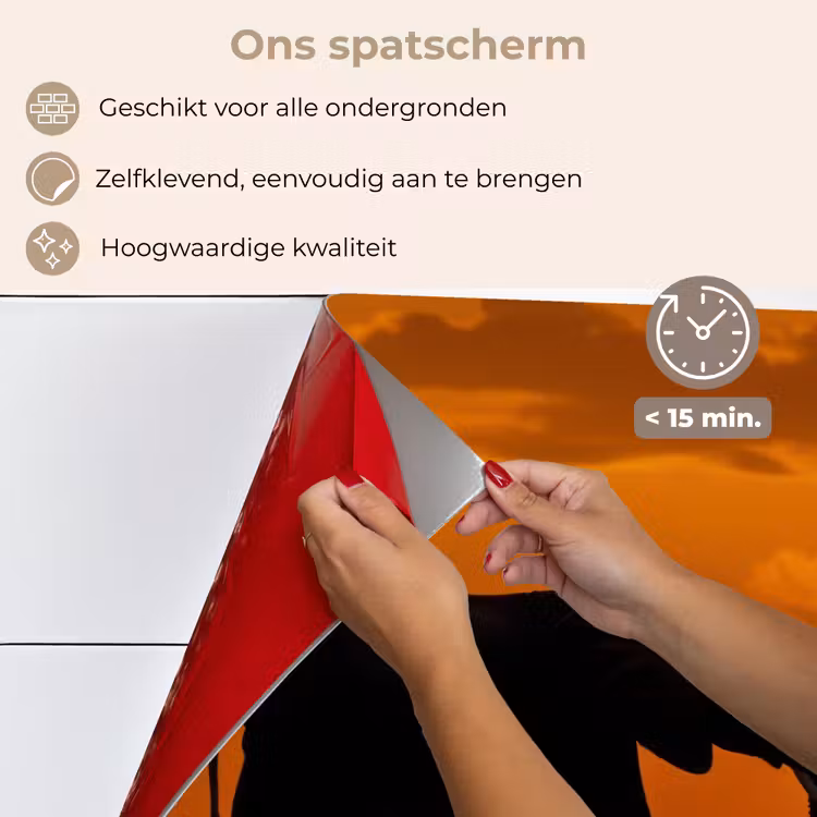 Spatscherm keuken - Olifanten - Savanne - Zonsondergang — 4