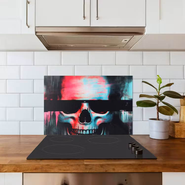Spatscherm keuken - Schedels - Glitch - Cyberpunk — 3