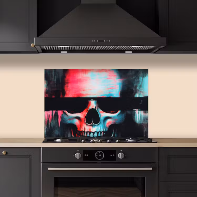 Spatscherm keuken - Schedels - Glitch - Cyberpunk — 5
