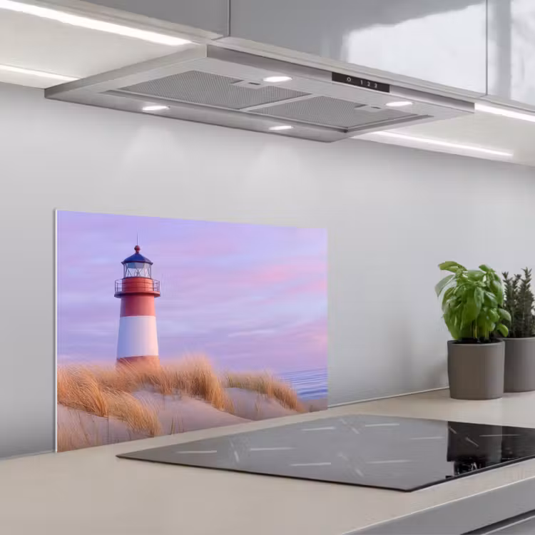 Spatscherm keuken - Vuurtoren - Duinen - Zonsondergang — 1