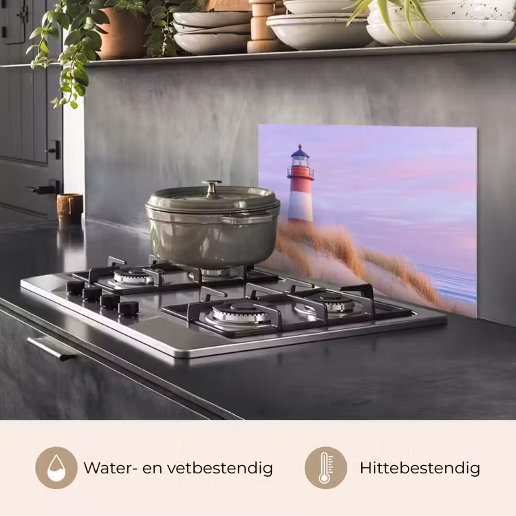 Spatscherm keuken - Vuurtoren - Duinen - Zonsondergang — 2