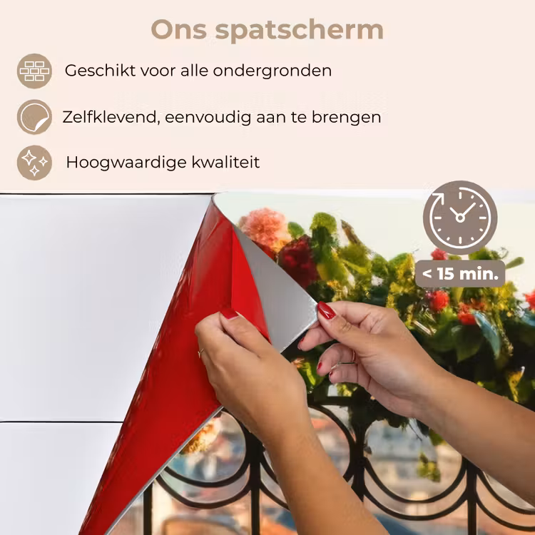 Spatscherm keuken - Bloemen - Hek - Stadszicht - Zomer — 4