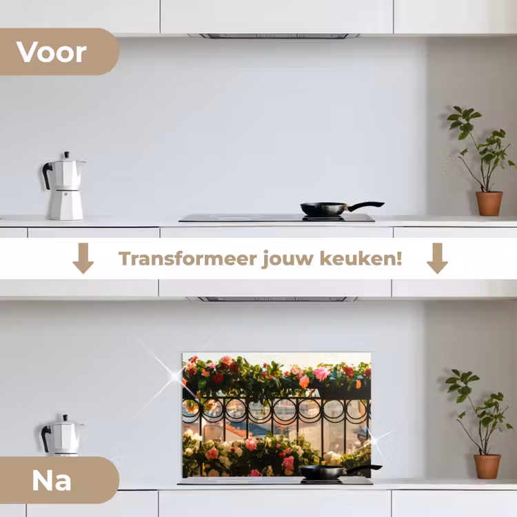Spatscherm keuken - Bloemen - Hek - Stadszicht - Zomer — 7