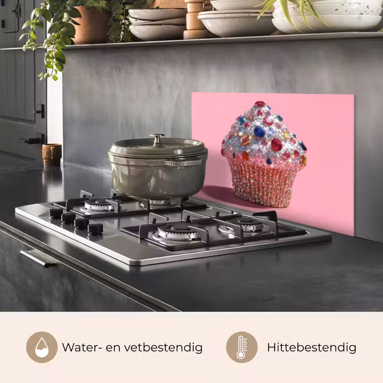 Spatscherm keuken - Cupcake - Kleurrijk - Edelstenen — 2
