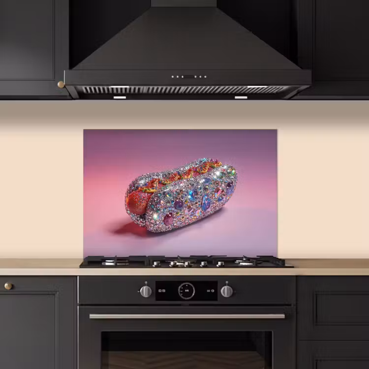 Spatscherm keuken - Hotdog - Steentjes - Glitters - Paars — 5