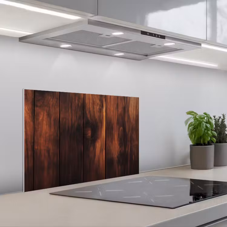 Spatscherm keuken - Hout - Planken - Vintage - Donkerbruin — 1