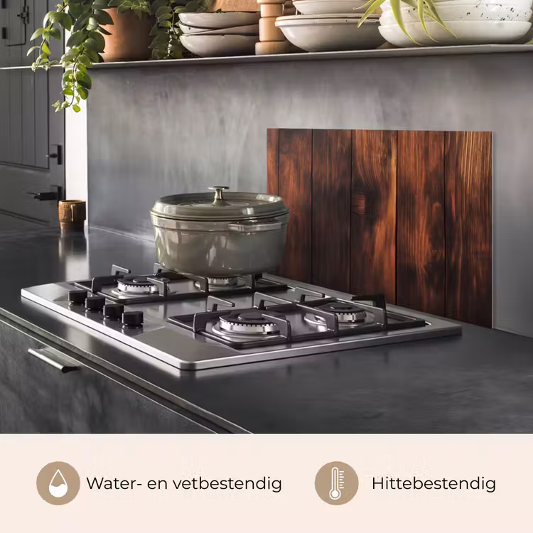Spatscherm keuken - Hout - Planken - Vintage - Donkerbruin — 2