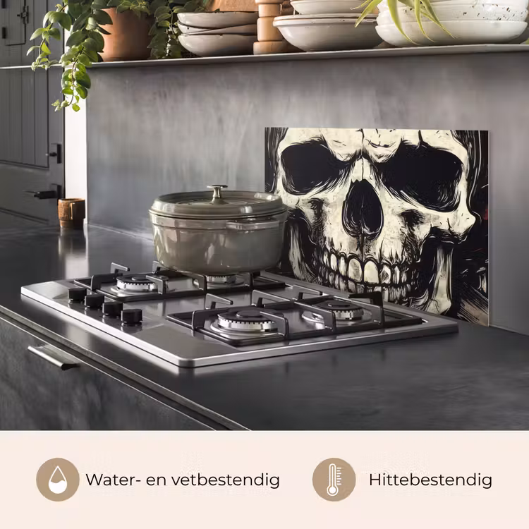 Spatscherm keuken - Schedel - Kettingen - Rood — 2