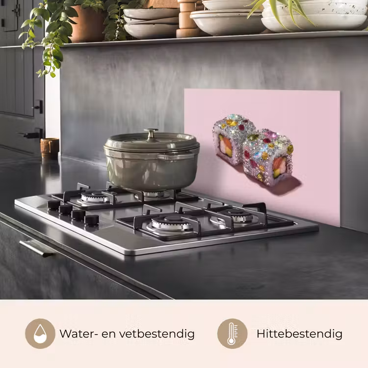Spatscherm keuken - Sushi - Rolletjes - Steentjes - Kleurrijk — 2