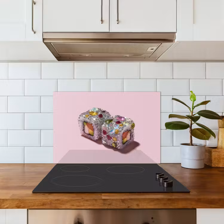 Spatscherm keuken - Sushi - Rolletjes - Steentjes - Kleurrijk — 3