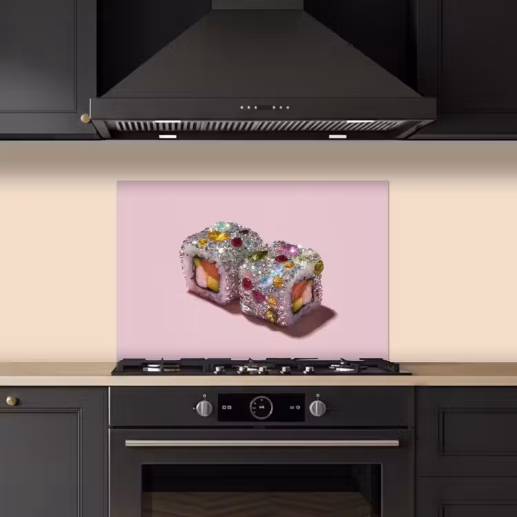 Spatscherm keuken - Sushi - Rolletjes - Steentjes - Kleurrijk — 5