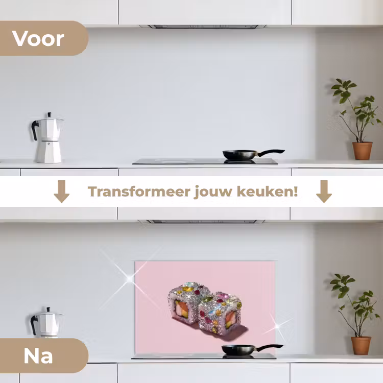 Spatscherm keuken - Sushi - Rolletjes - Steentjes - Kleurrijk — 7