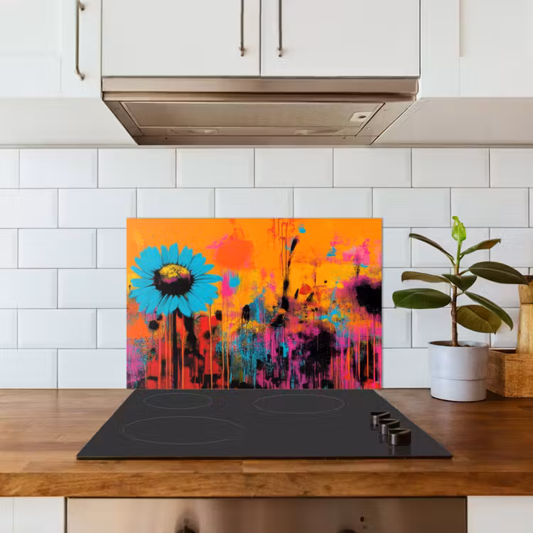 Spatscherm keuken - Zonnebloemen - Abstract - Oranje — 3