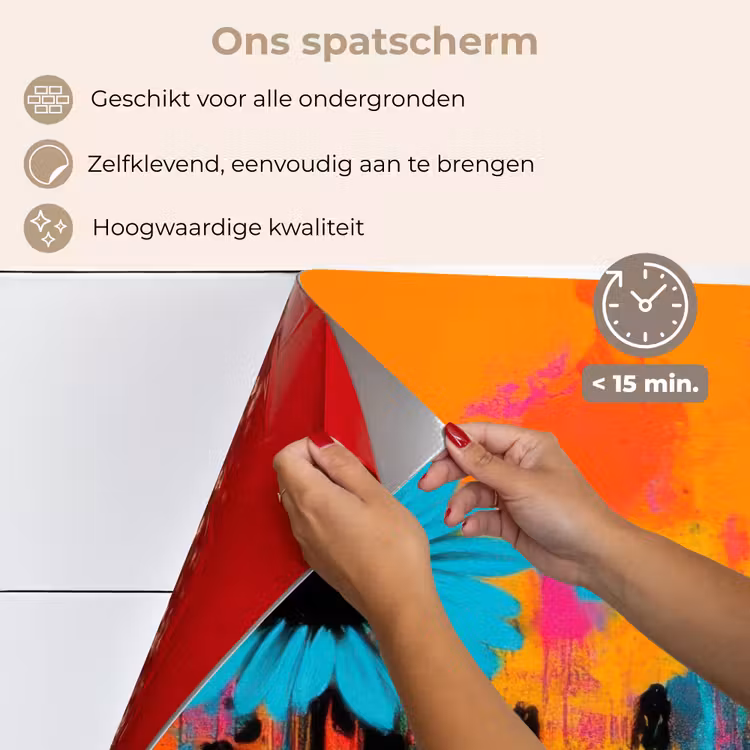 Spatscherm keuken - Zonnebloemen - Abstract - Oranje — 4