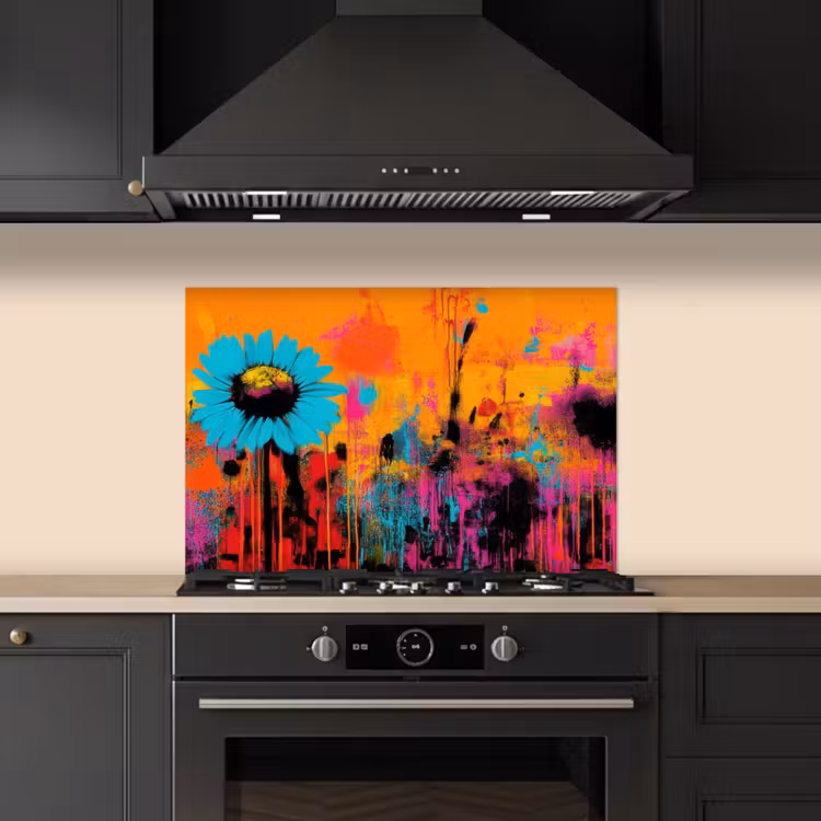 Spatscherm keuken - Zonnebloemen - Abstract - Oranje — 5
