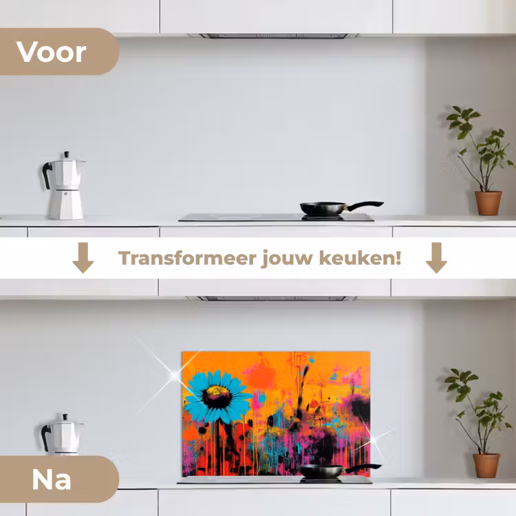 Spatscherm keuken - Zonnebloemen - Abstract - Oranje — 7