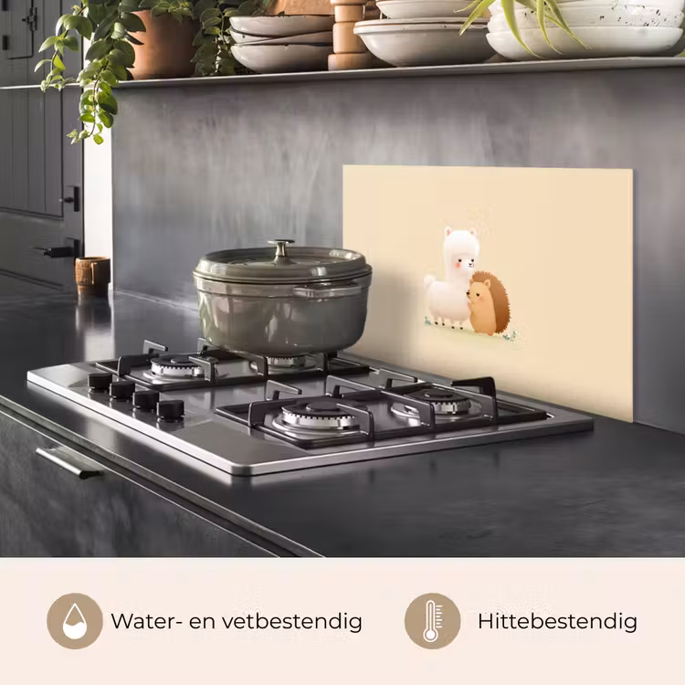 Spatscherm keuken - Alpaca - Egel - Bruin - Knuffelen — 2