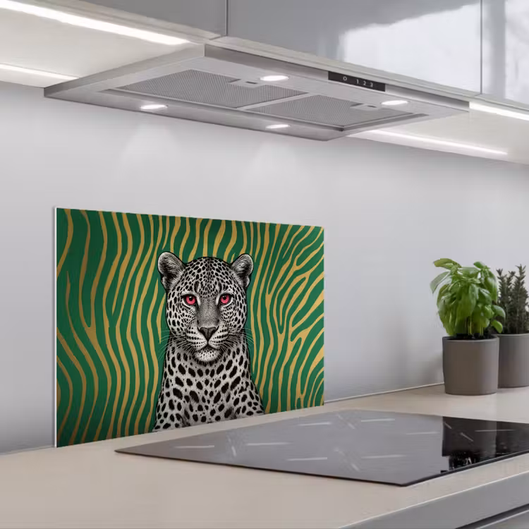 Spatscherm keuken - Panter - Zebrapatroon - Groen — 1