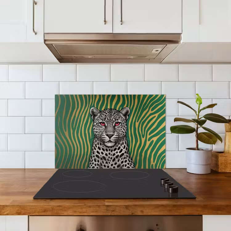 Spatscherm keuken - Panter - Zebrapatroon - Groen — 3