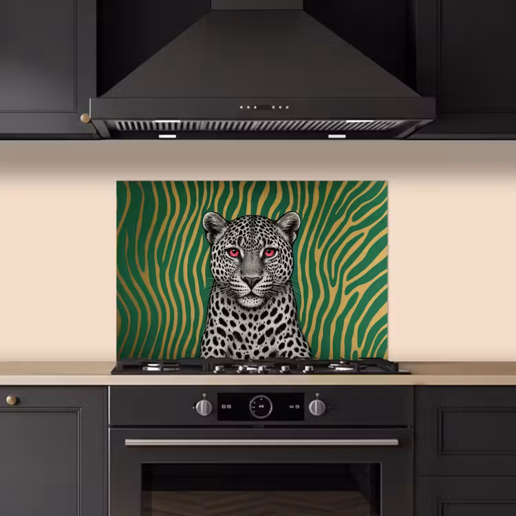 Spatscherm keuken - Panter - Zebrapatroon - Groen — 5