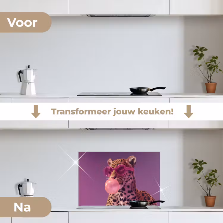 Spatscherm keuken - Panter - Zonnebril - Kauwgombel - Roze — 7