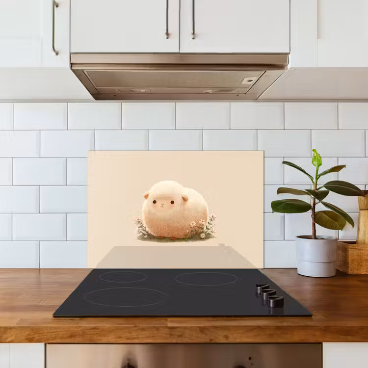 Spatscherm keuken - Schaap - Beige - Bloemen — 3