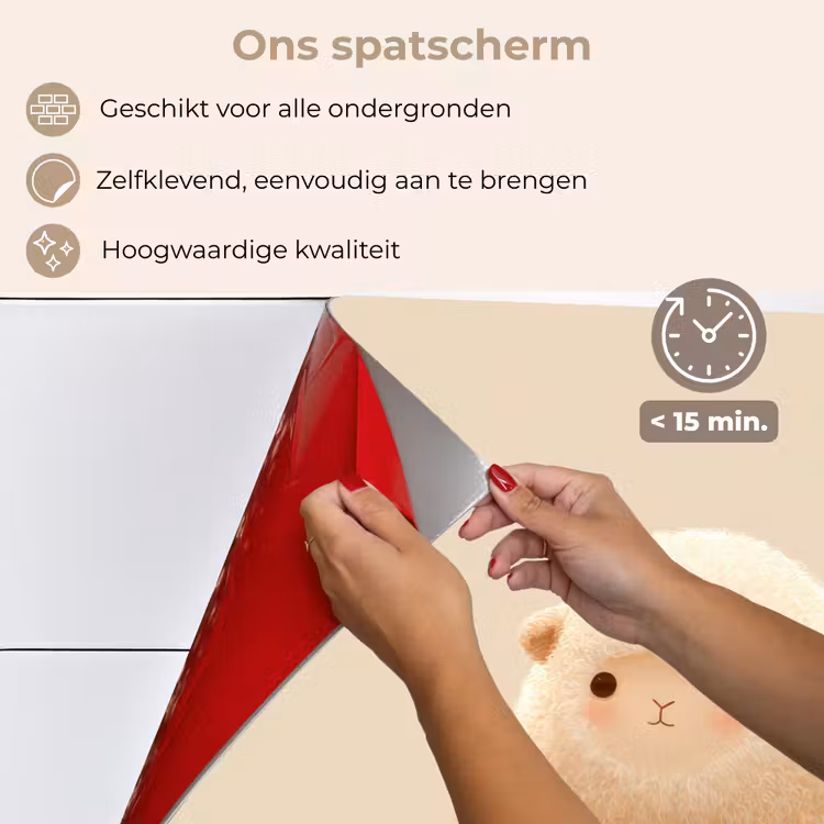 Spatscherm keuken - Schaap - Beige - Bloemen — 4