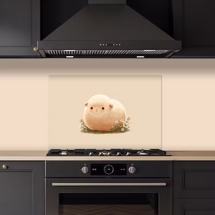 Spatscherm keuken - Schaap - Beige - Bloemen — 5