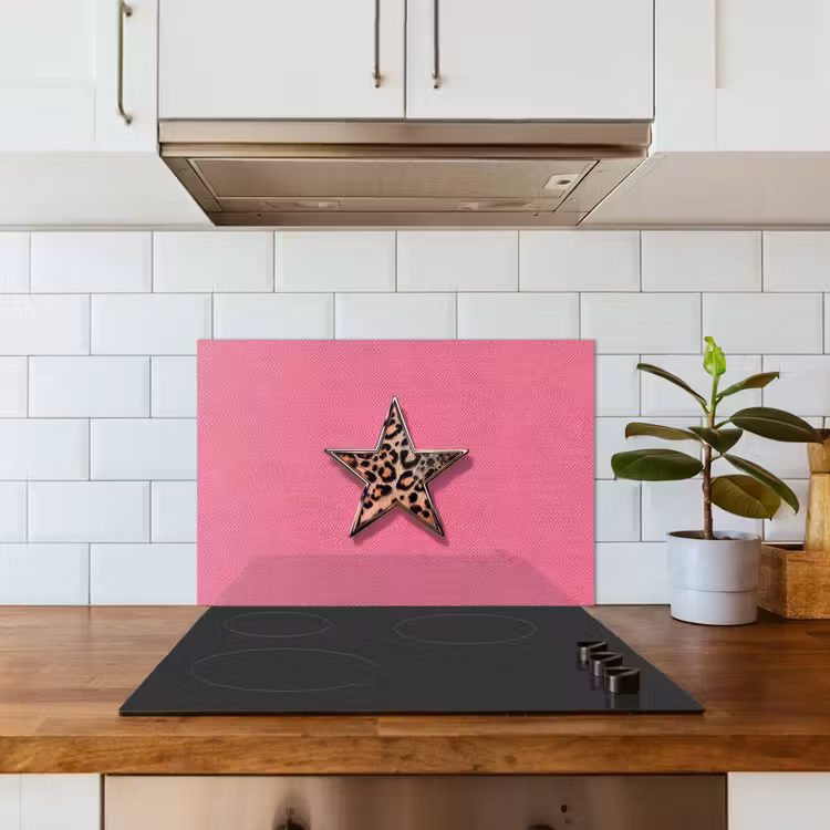Spatscherm keuken - Ster - Luipaard - Print - Roze — 3