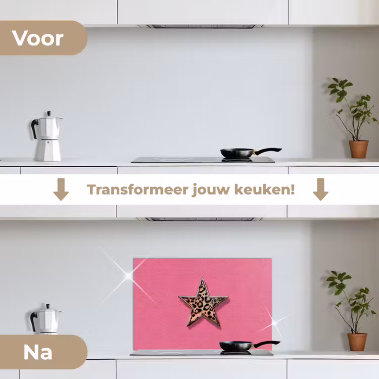 Spatscherm keuken - Ster - Luipaard - Print - Roze — 7
