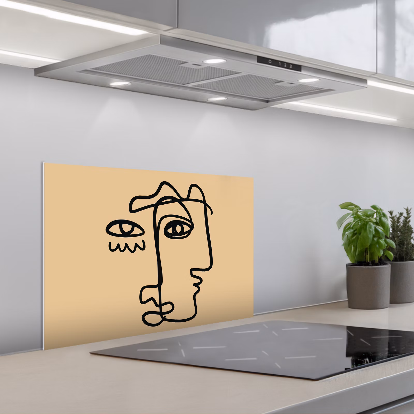 Spatscherm keuken - Overlappende profielen - Lichtbruin - Zwart — 1