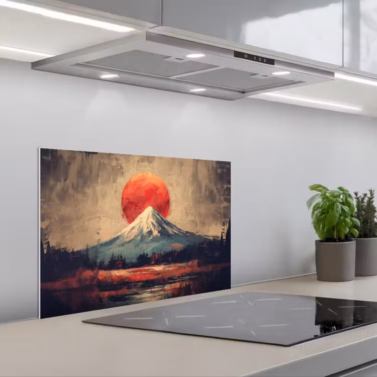 Spatscherm keuken - Bergtop - Sneeuw - Zon — 1