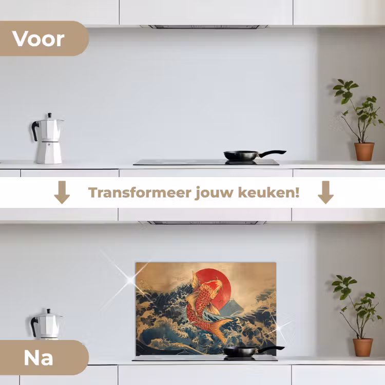 Spatscherm keuken - Koi - Zee - Golven - Zon — 7