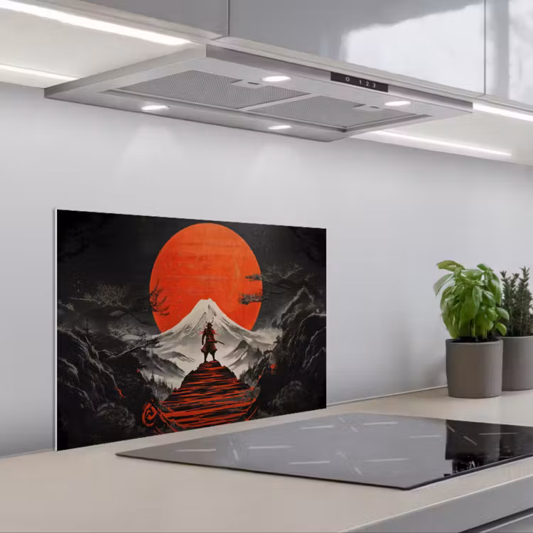 Spatscherm keuken - Krijger - Rode trappen - Zon - Berg — 1