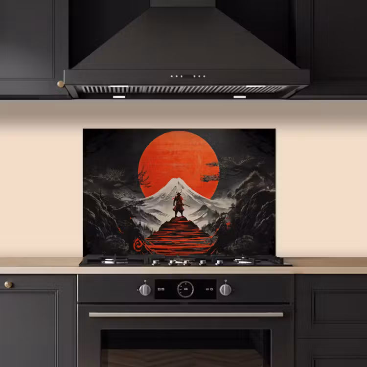 Spatscherm keuken - Krijger - Rode trappen - Zon - Berg — 5