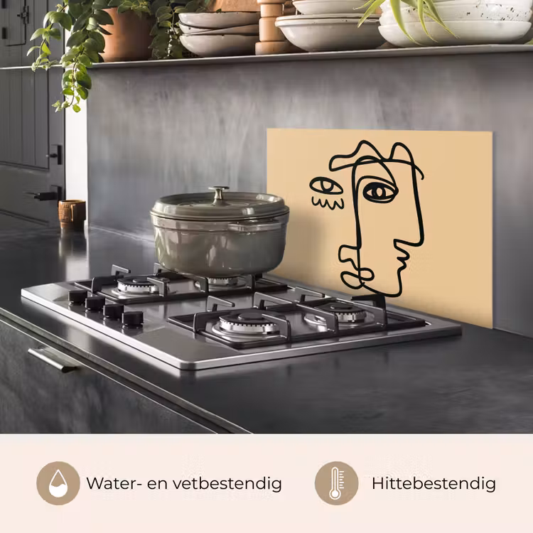 Spatscherm keuken - Overlappende profielen - Lichtbruin - Zwart — 2
