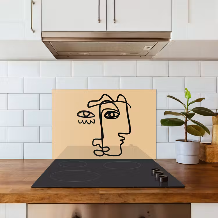 Spatscherm keuken - Overlappende profielen - Lichtbruin - Zwart — 3