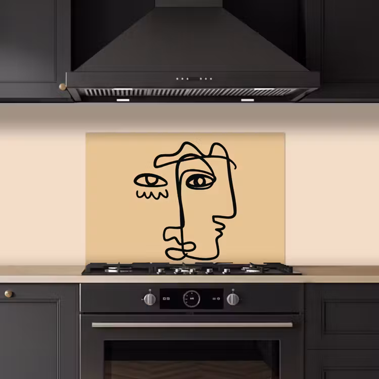 Spatscherm keuken - Overlappende profielen - Lichtbruin - Zwart — 5