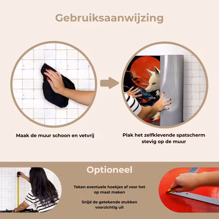 Spatscherm keuken - Witte vos - wolken - maan — 6