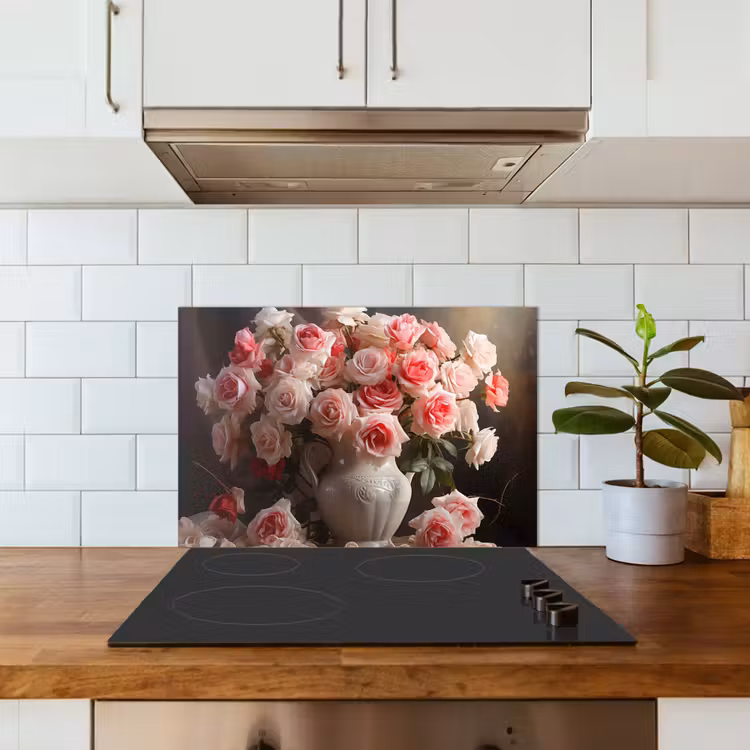 Spatscherm keuken - Bloemen - Rozen - Vaas - Stilleven - Boeket — 3