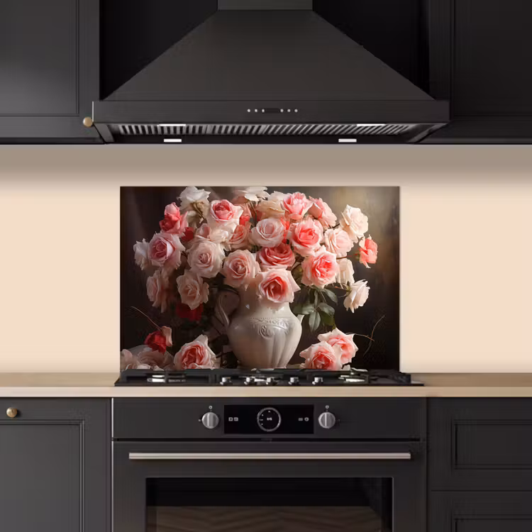 Spatscherm keuken - Bloemen - Rozen - Vaas - Stilleven - Boeket — 5