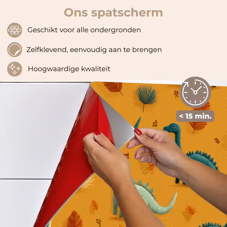 Spatscherm keuken - Dinosaurussen - Stekels - Herfstbladeren - Bruin — 4
