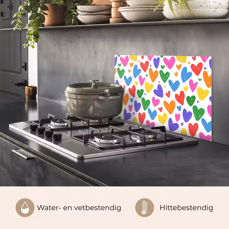Spatscherm keuken - Hartjes - Patroon - Kleurrijk — 2