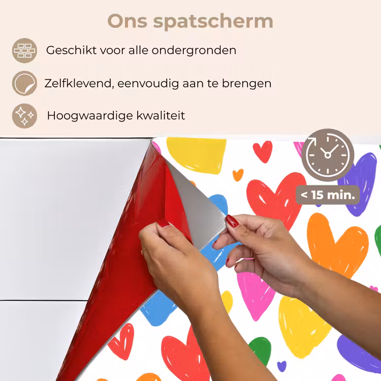 Spatscherm keuken - Hartjes - Patroon - Kleurrijk — 4